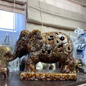 Lucky Large Heavy Ceramic Heavy Hand-carved  Elephant